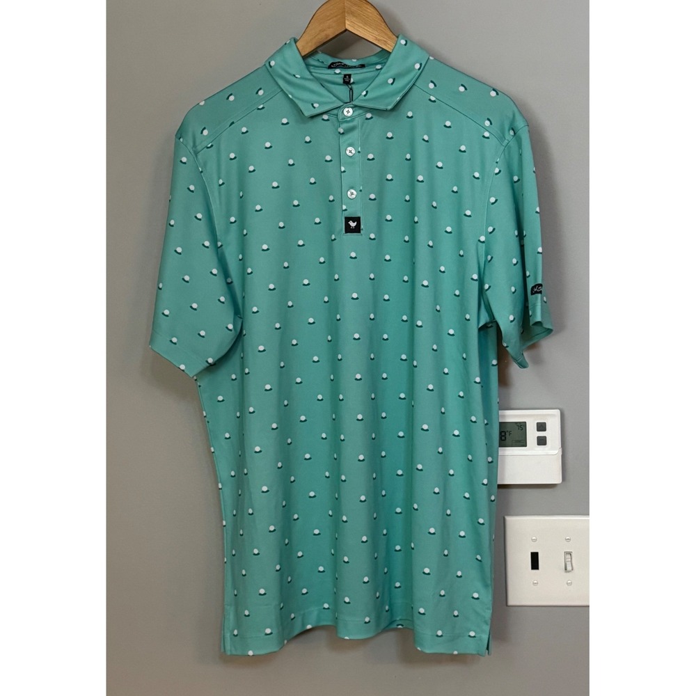 Bad Birdie Pique Polo Mens XXL Dusty Jade Aim Point Golf Ball Print BBMP007-675A
